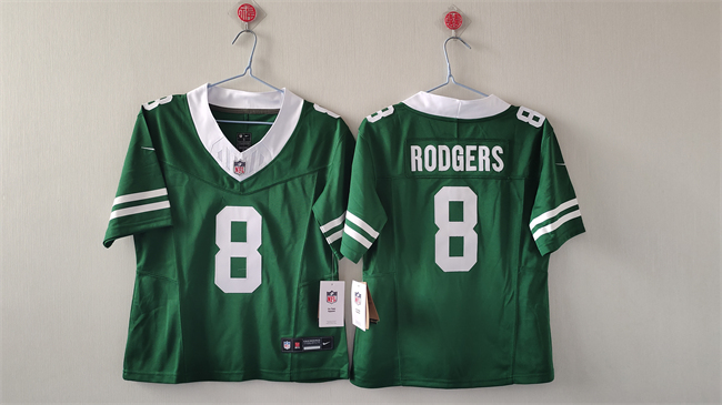 Women's New York Jets #8 Aaron Rodgers Green 2024 F.U.S.E Vapor Stitched Football Jersey(Run Small)